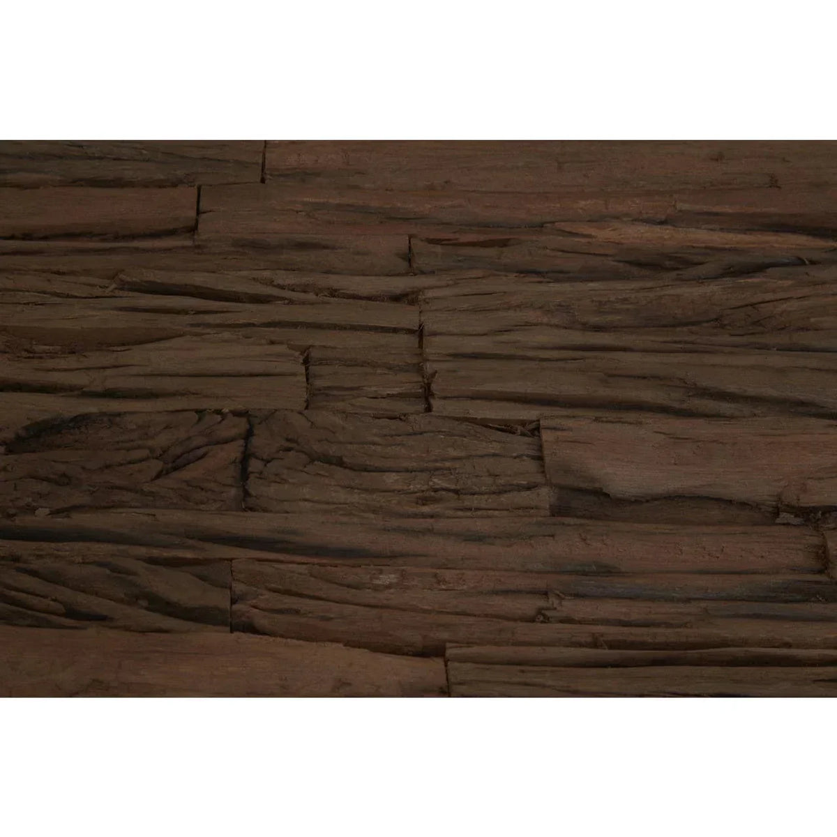 Closeup of dark wood effect panel with realistic textured grain and layered design