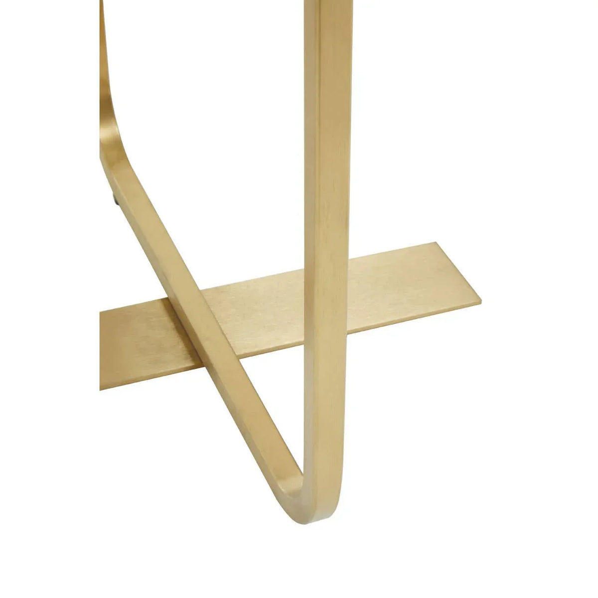 Brushed gold metal table base with cross frame detail
