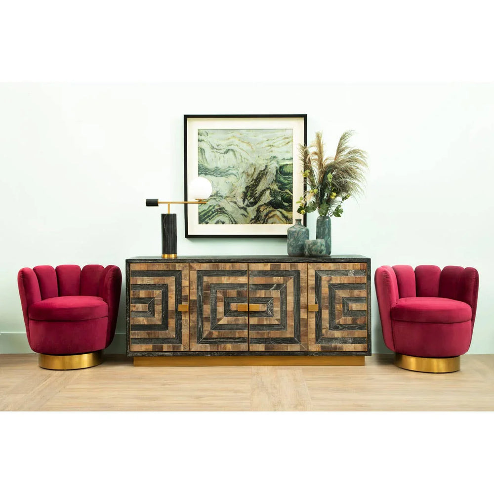 Roselle - Eco-Friendly Wood Sideboard with Labyrinth Patterns