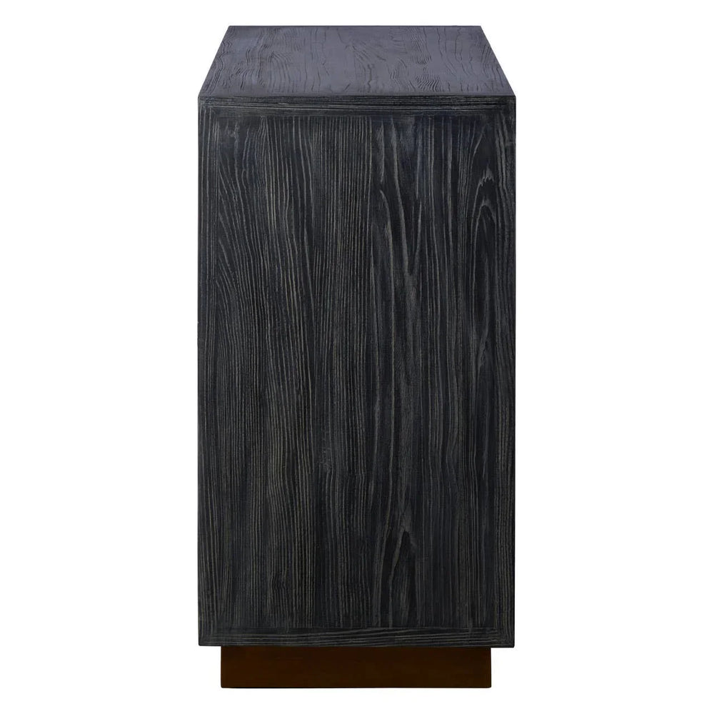 Reclaimed Elm Wood Sideboard with Brass Base - Rustic Charm for Modern Homes