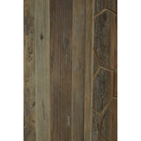 Tall cabinet made from recycled elm wood featuring a natural wood grain finish with varying shades of brown and green. The cabinet has a textured surface with geometric patterns carved into the wood, enhancing its rustic appeal