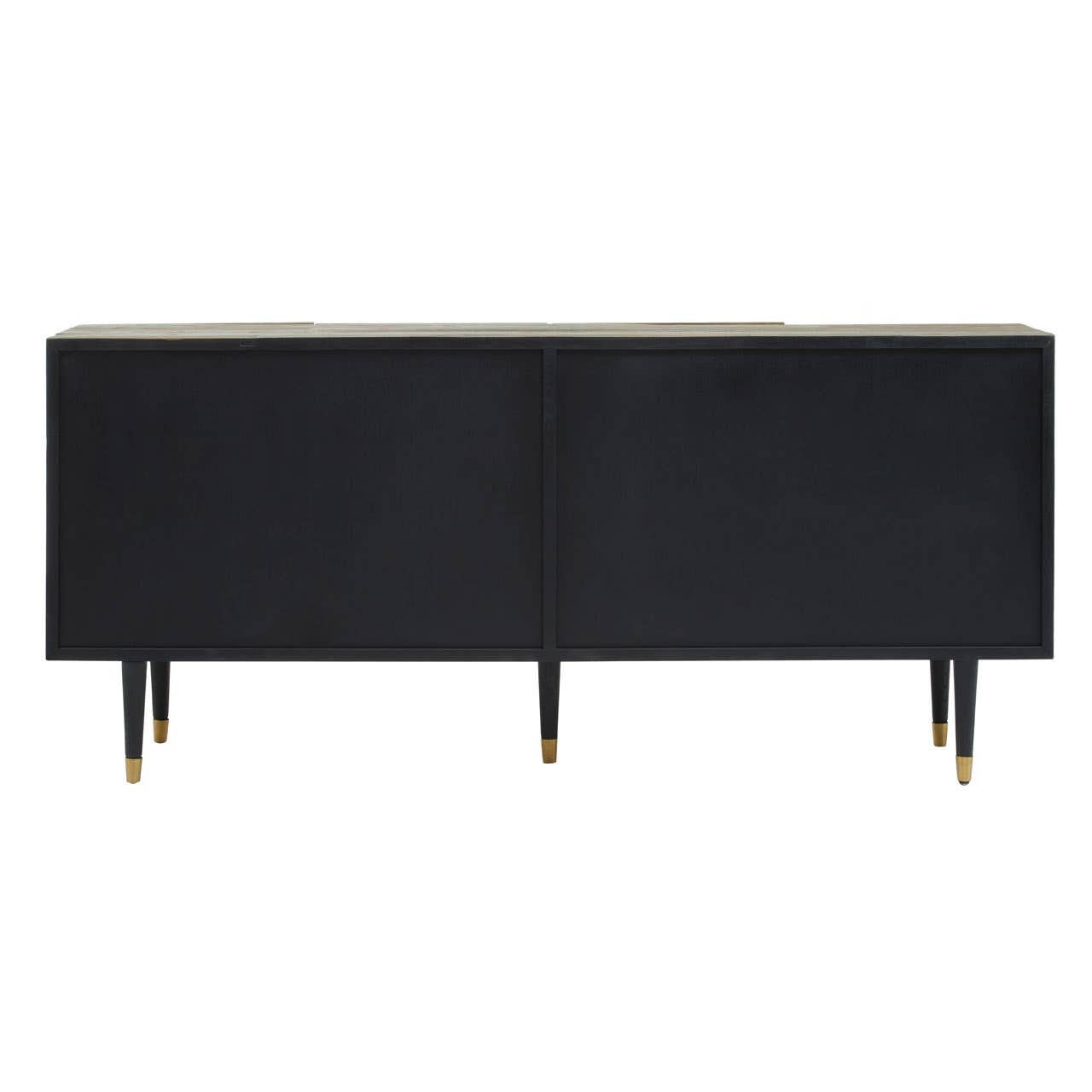 Geometric Charm Recycled Elm Sideboard with Black Legs