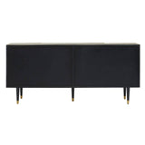 Geometric Charm Recycled Elm Sideboard with Black Legs