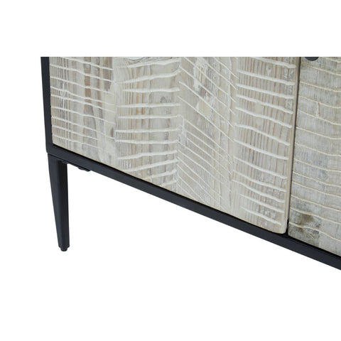 Rustic Charm Pine Wood Sideboard with Iron Frame
