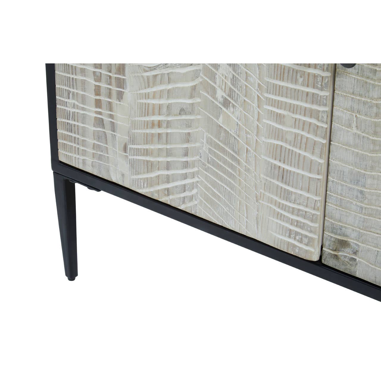 Rustic Charm Pine Wood Sideboard with Iron Frame