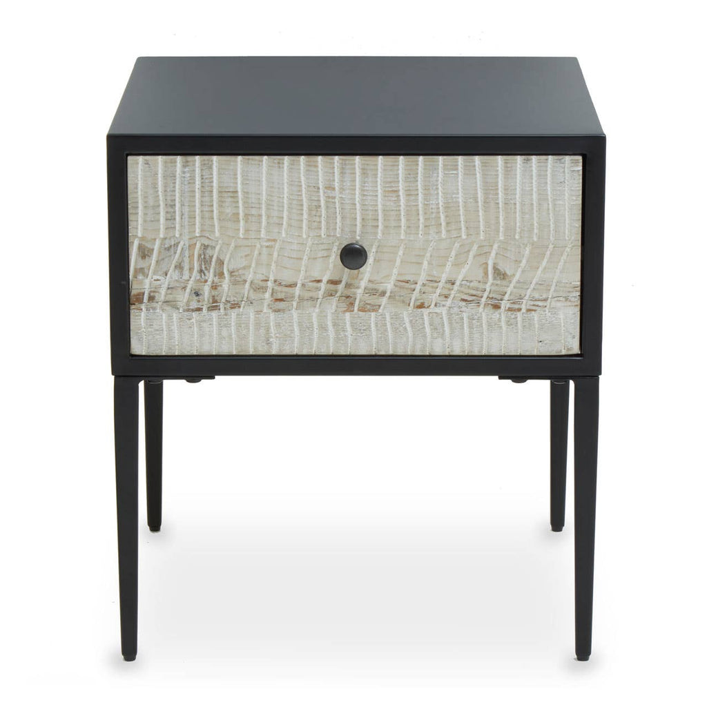 Geometric Carved Side Table