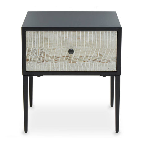 Geometric Carved Side Table