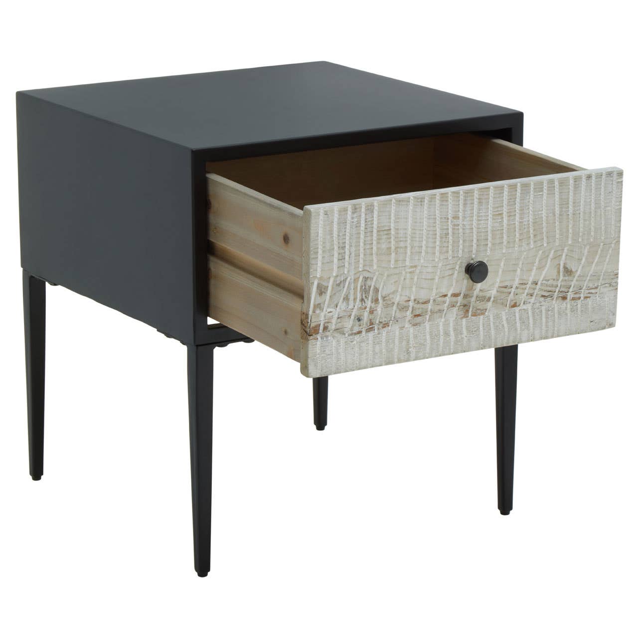Geometric Carved Side Table