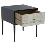 Geometric Carved Side Table