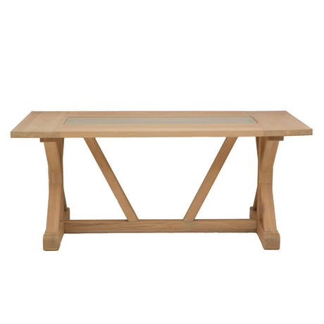 Rustic Oak Glass Dining Table