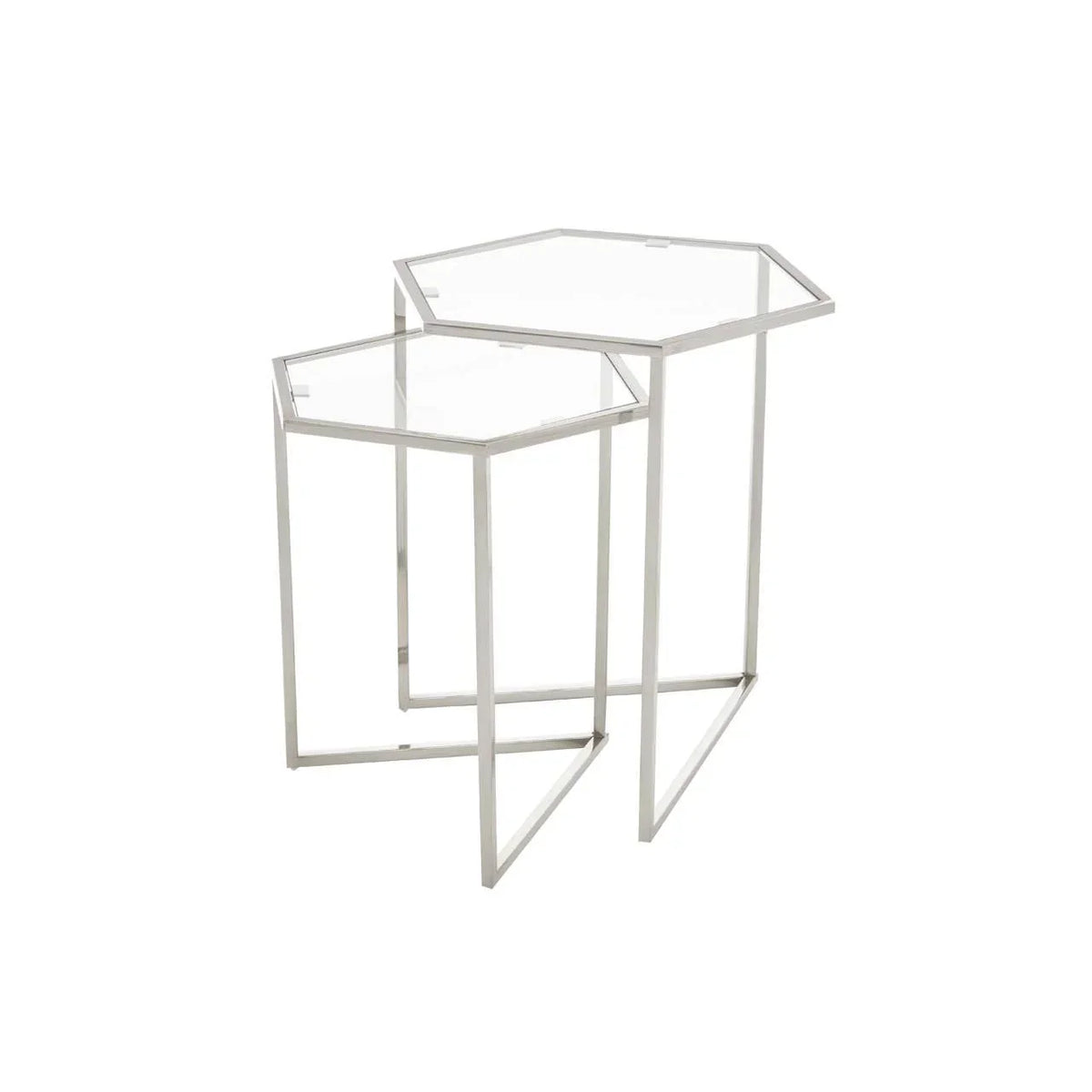Silver Hexagon Glass Side Tables – Home Centre Direct