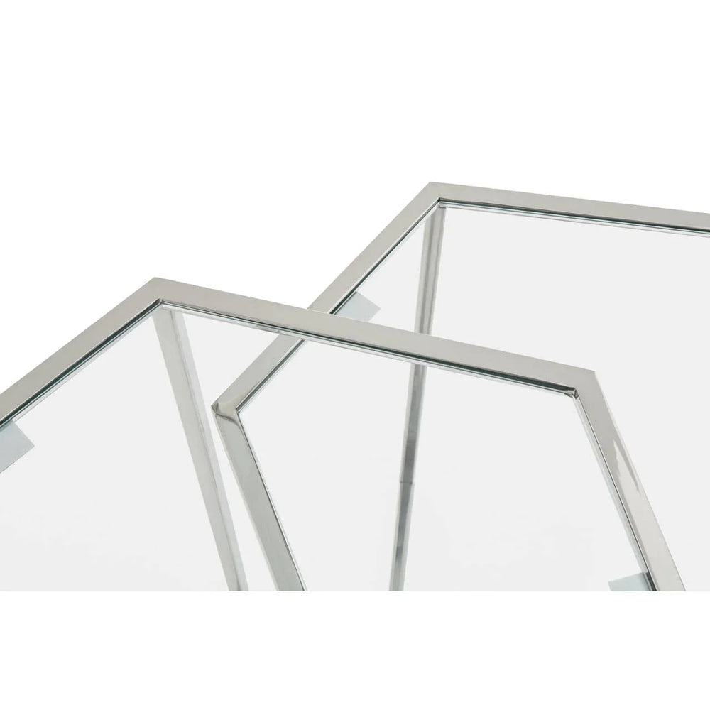 Silver Hexagon Glass Side Tables
