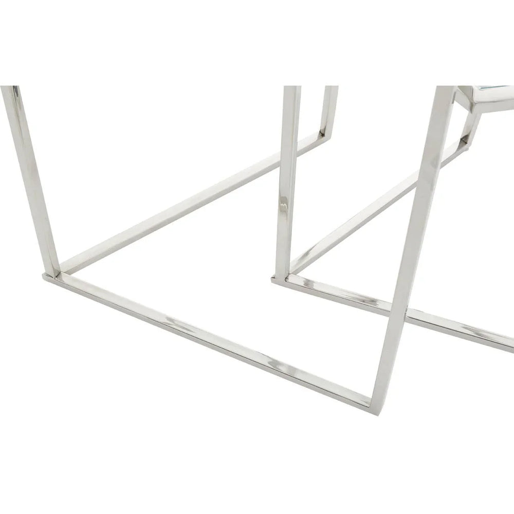 Silver Hexagon Glass Side Tables