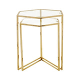 Golden Hexagon Glass Nesting Tables