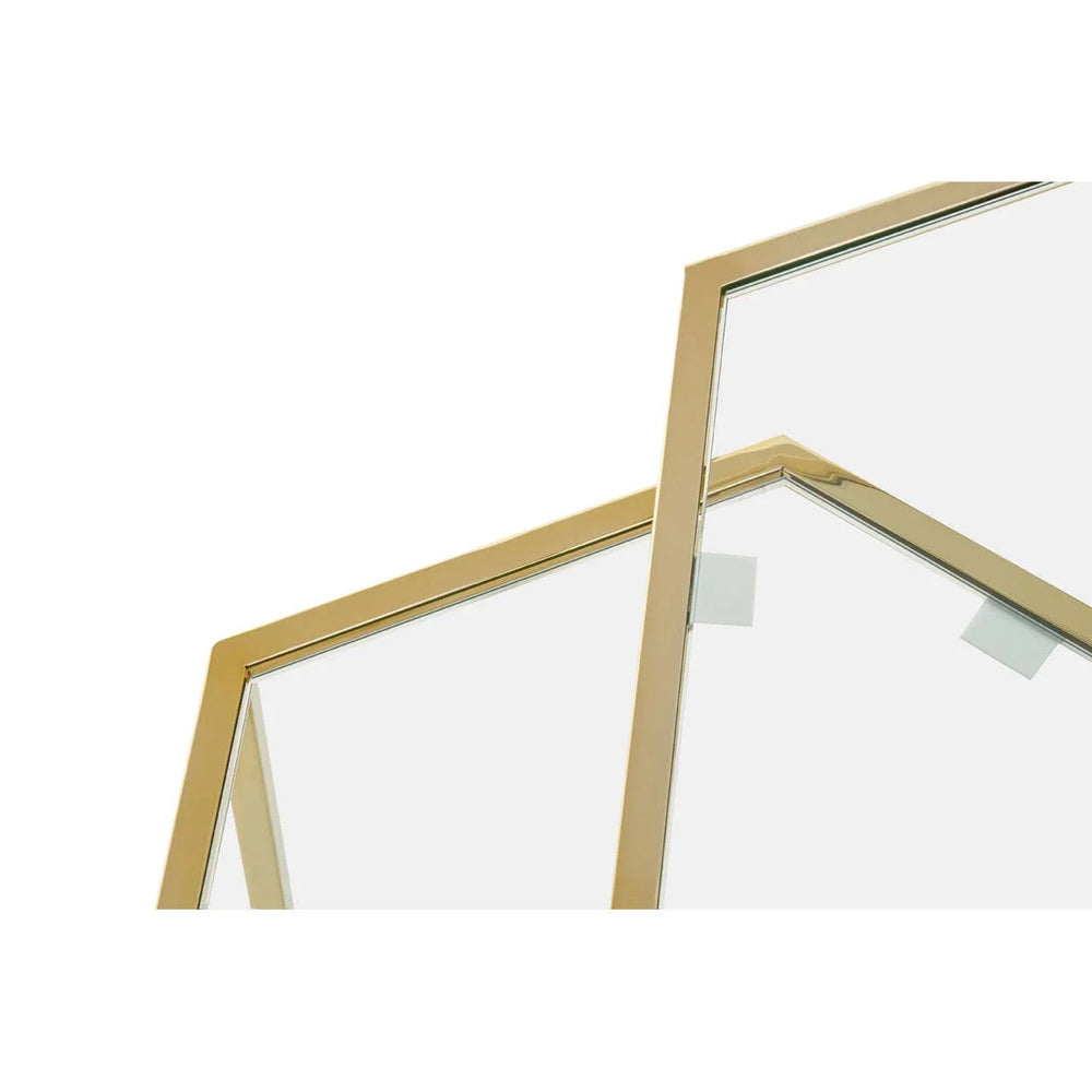 Golden Hexagon Glass Nesting Tables
