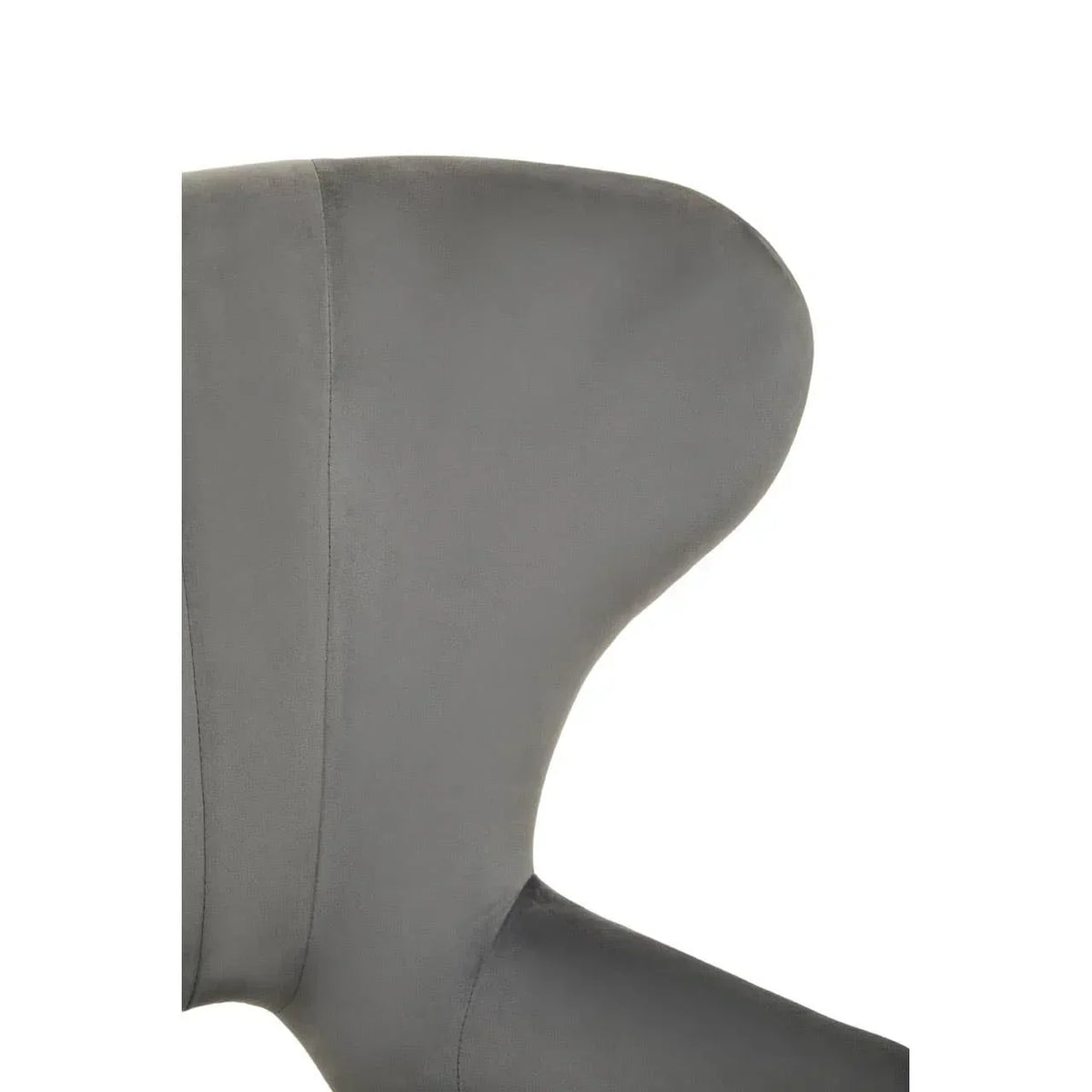 Grey fabric armchair winged back close-up detail