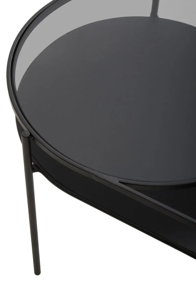 Tiered Glass Iron Side Table