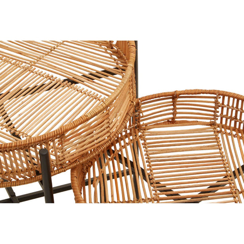 Rattan Round Side Table Set