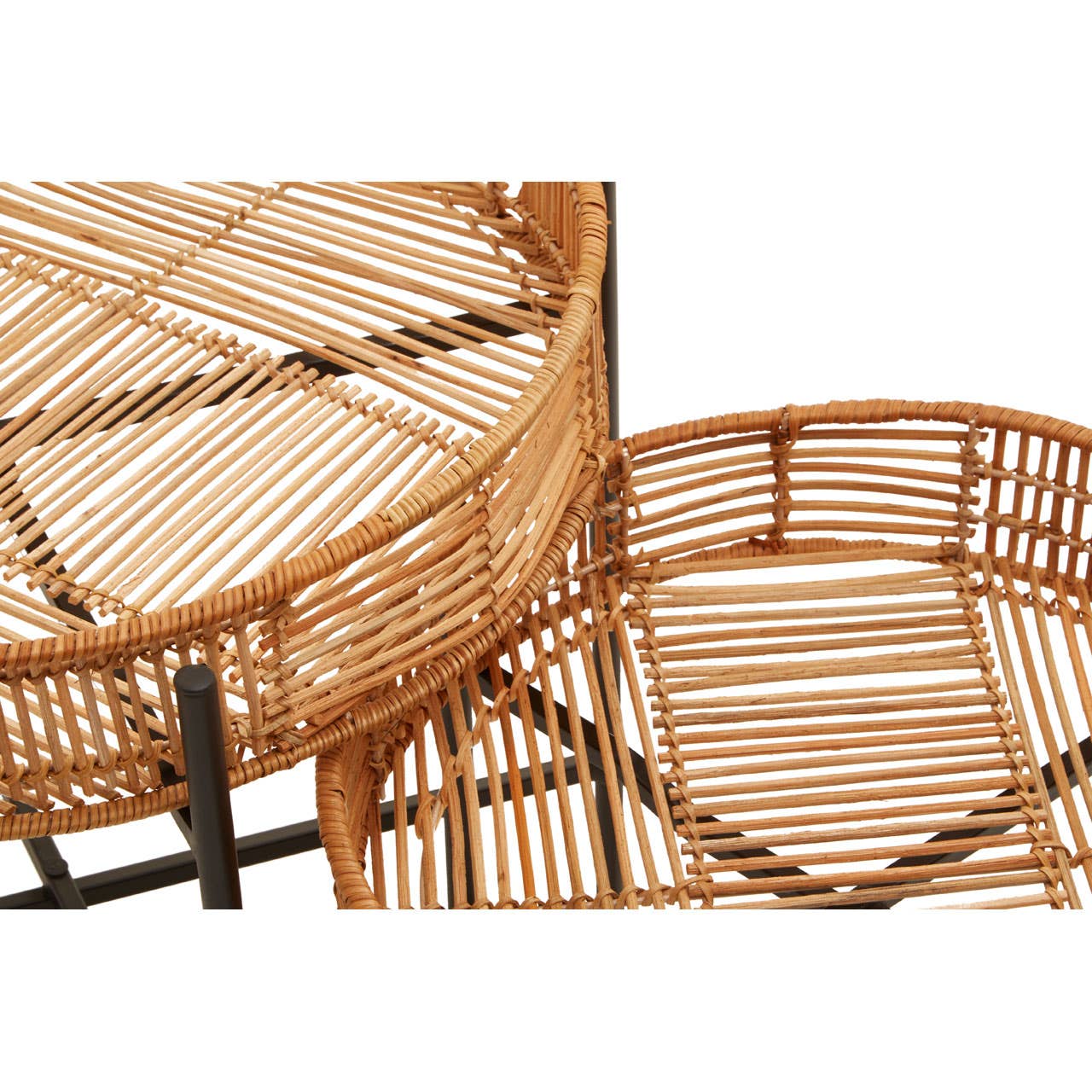 Rattan Round Side Table Set
