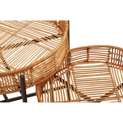 Rattan Rustic Side Table Set