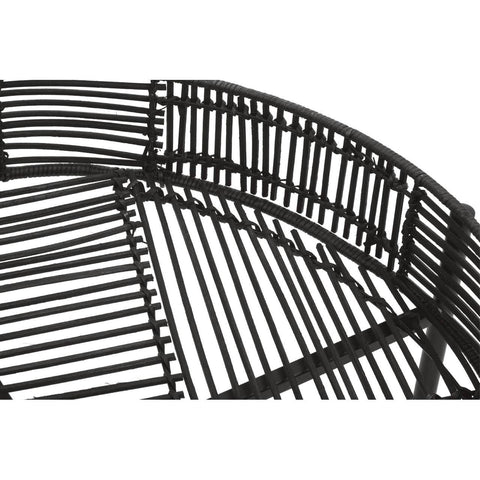 Black Rattan Side Tables Set