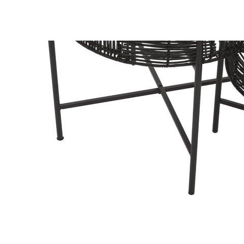 Black Rattan Side Tables Set