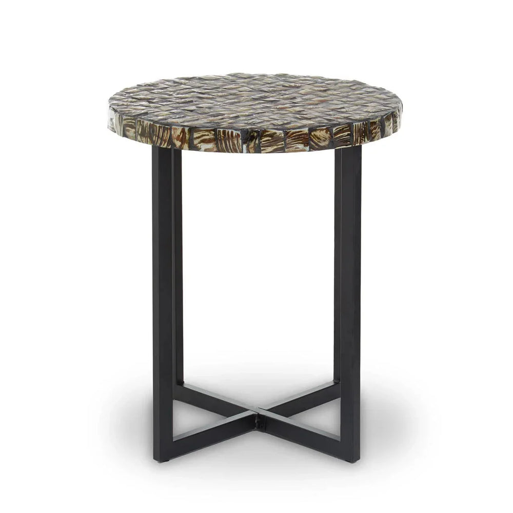 Elegant Shell Inlay Side Table