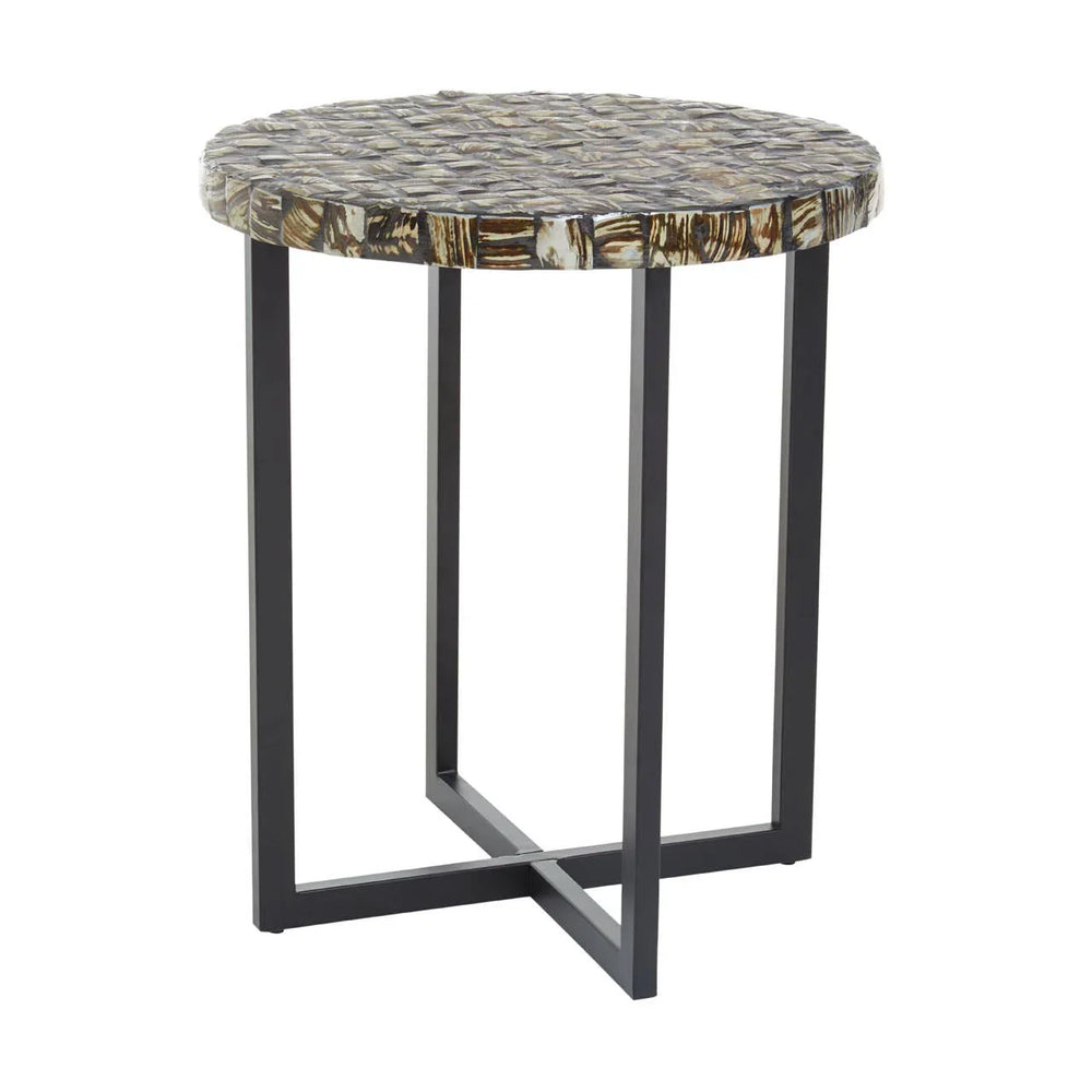 Elegant Shell Inlay Side Table