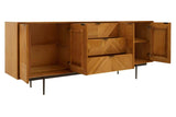 Rustic Wood Carved Sideboard with Metal Legs