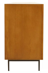 Rustic Wood Carved Sideboard with Metal Legs