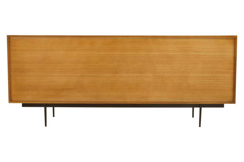 Rustic Wood Carved Sideboard with Metal Legs
