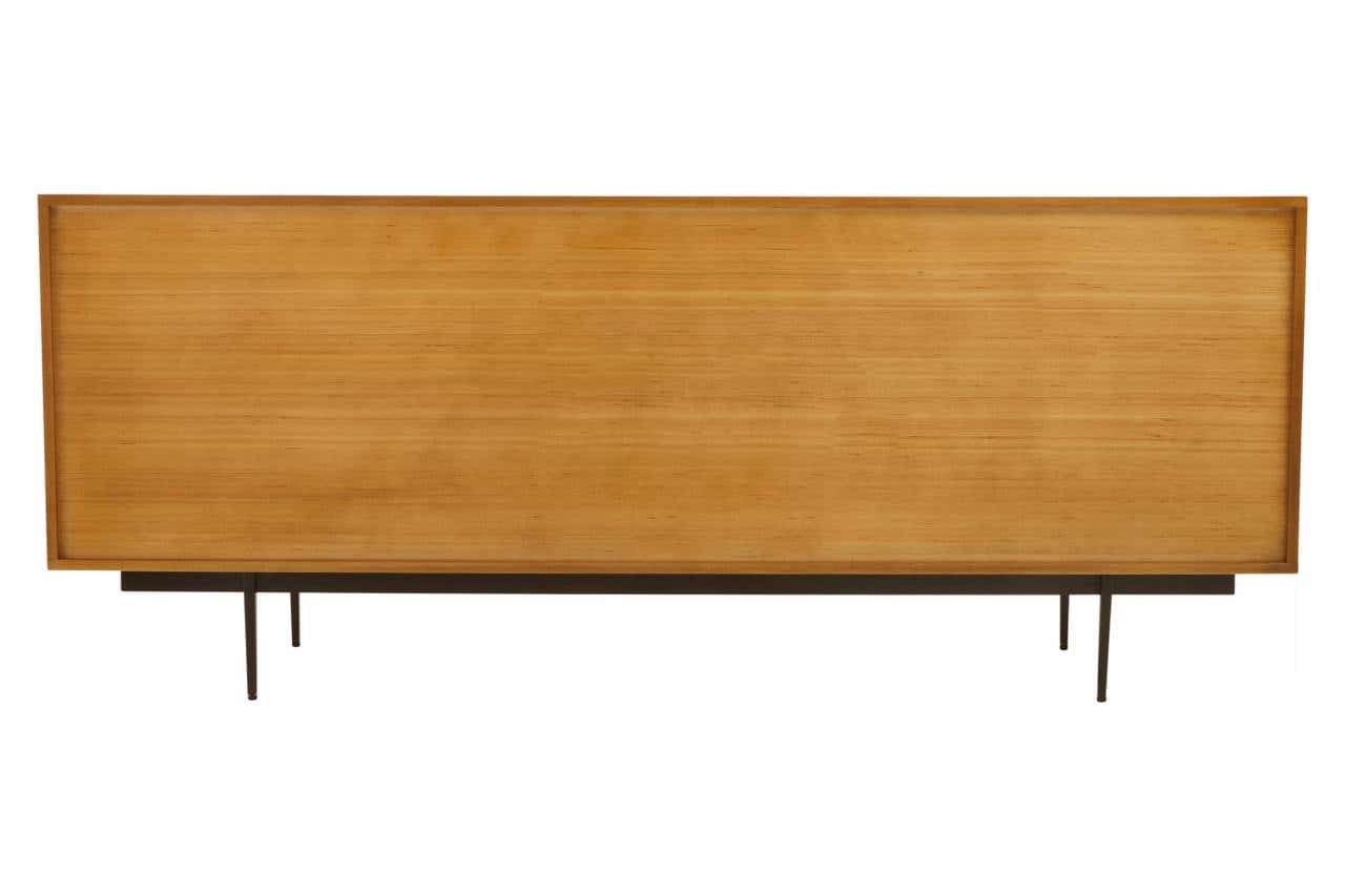 Rustic Wood Carved Sideboard with Metal Legs