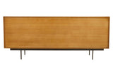 Rustic Wood Carved Sideboard with Metal Legs