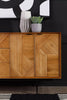 Rustic Wood Carved Sideboard with Metal Legs