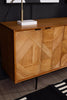 Rustic Wood Carved Sideboard with Metal Legs
