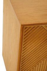 Rustic Wood Carved Sideboard with Metal Legs