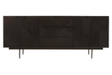 Rustic Black Wood Sideboard with Abstract Carved Design