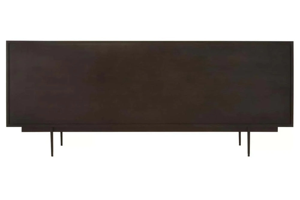 Rustic Black Wood Sideboard with Abstract Carved Design