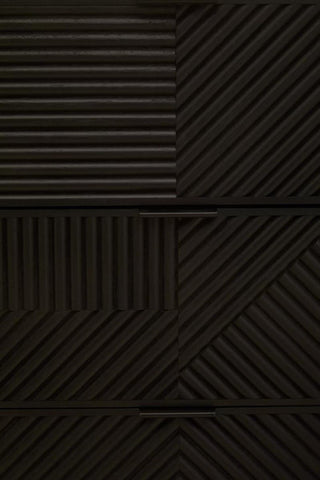 Rustic Black Wood Sideboard with Abstract Carved Design