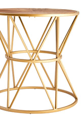 Geometric Elm Side Table