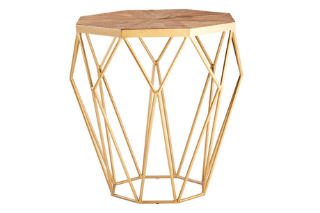 Golden Octagonal Elm Wood Side