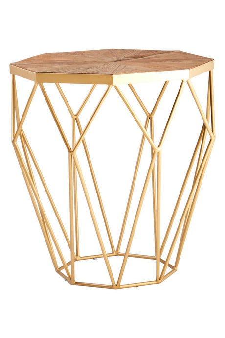 Golden Octagonal Elm Wood Side