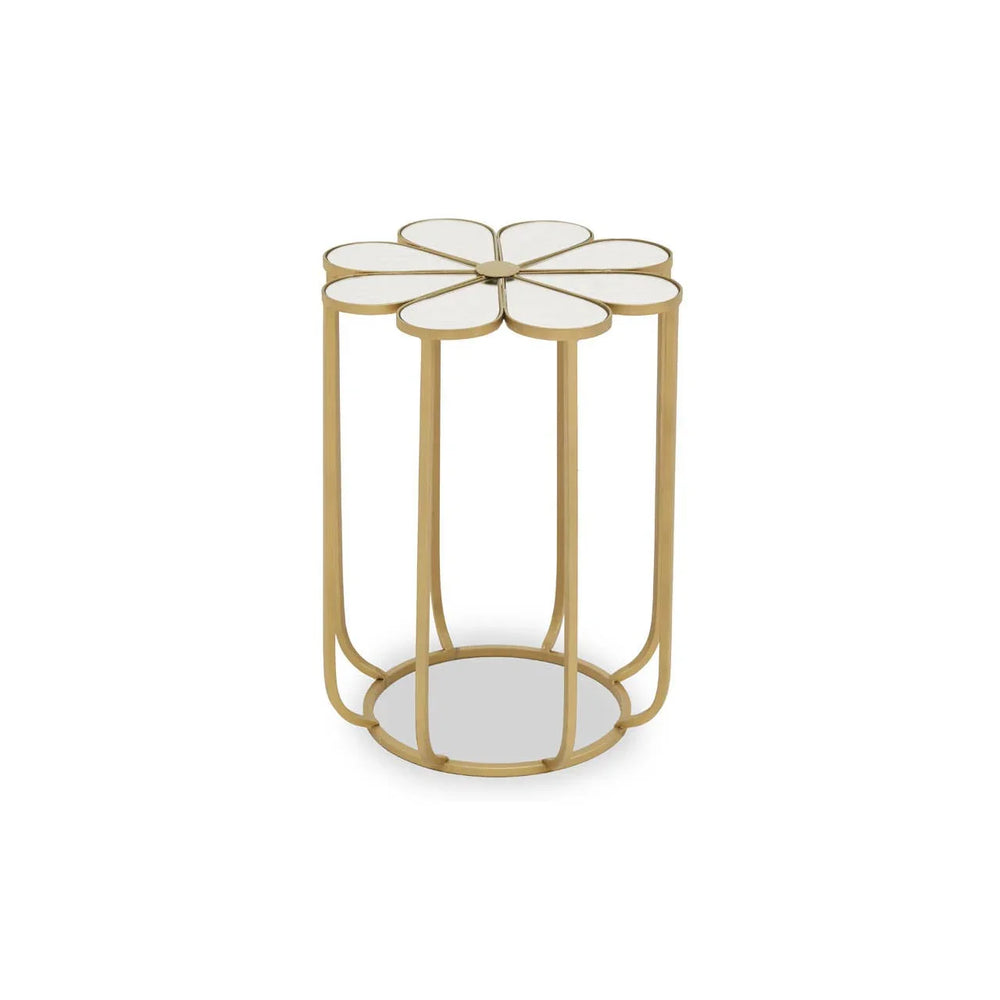 Golden Petal Mirrored Side Table