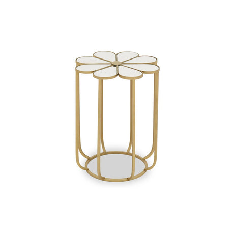 Golden Petal Mirrored Side Table