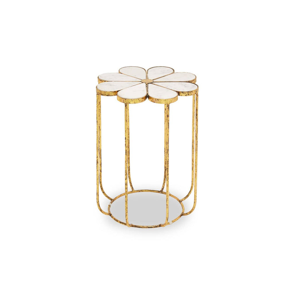 Elegant Floral Marble Side Table