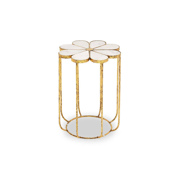 Elegant Floral Marble Side Table