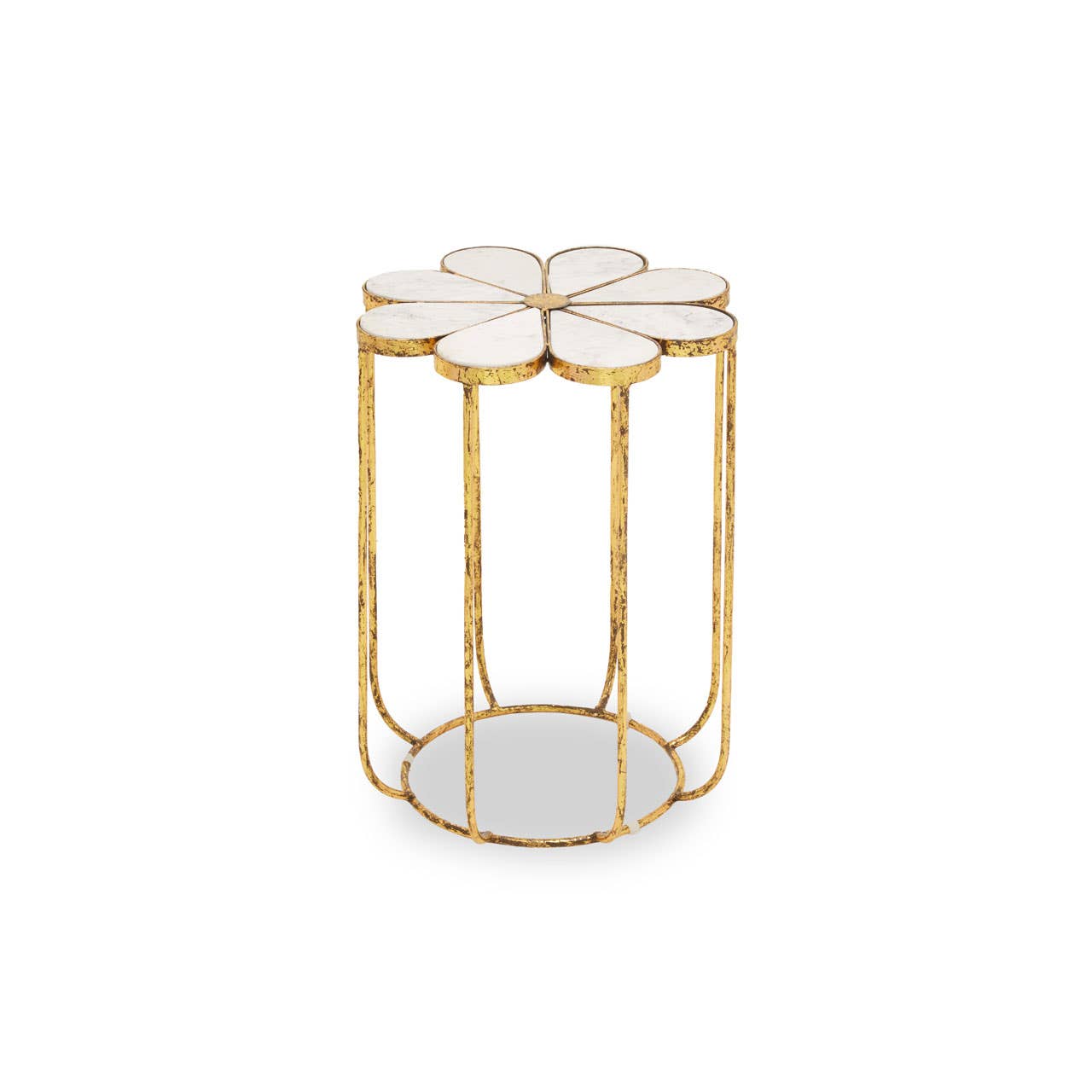 Elegant Floral Marble Side Table
