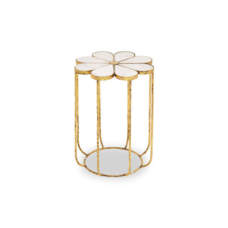 Elegant Floral Marble Side Table