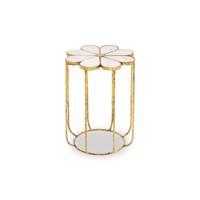 Elegant Floral Marble Side Table