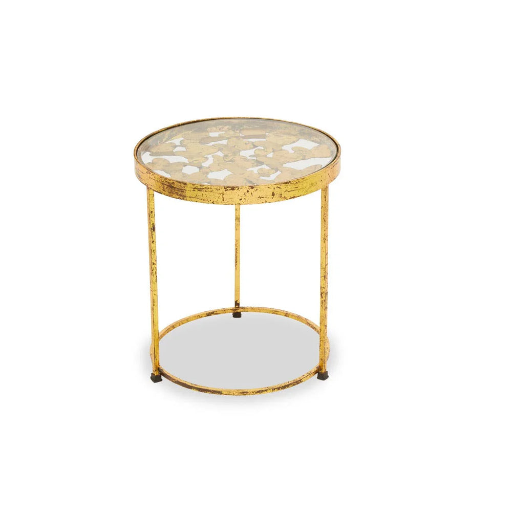 Golden Butterfly Glass Side Table